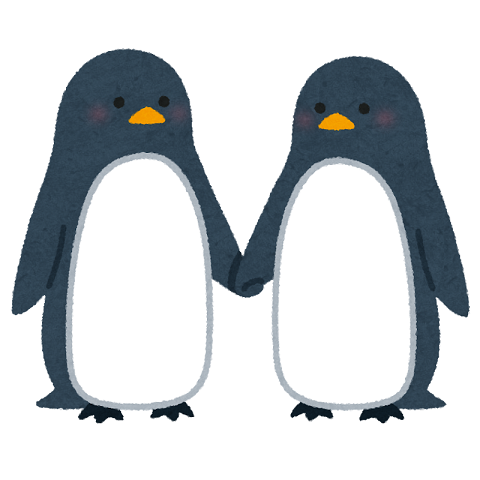 ペンギンのカップルのイラスト