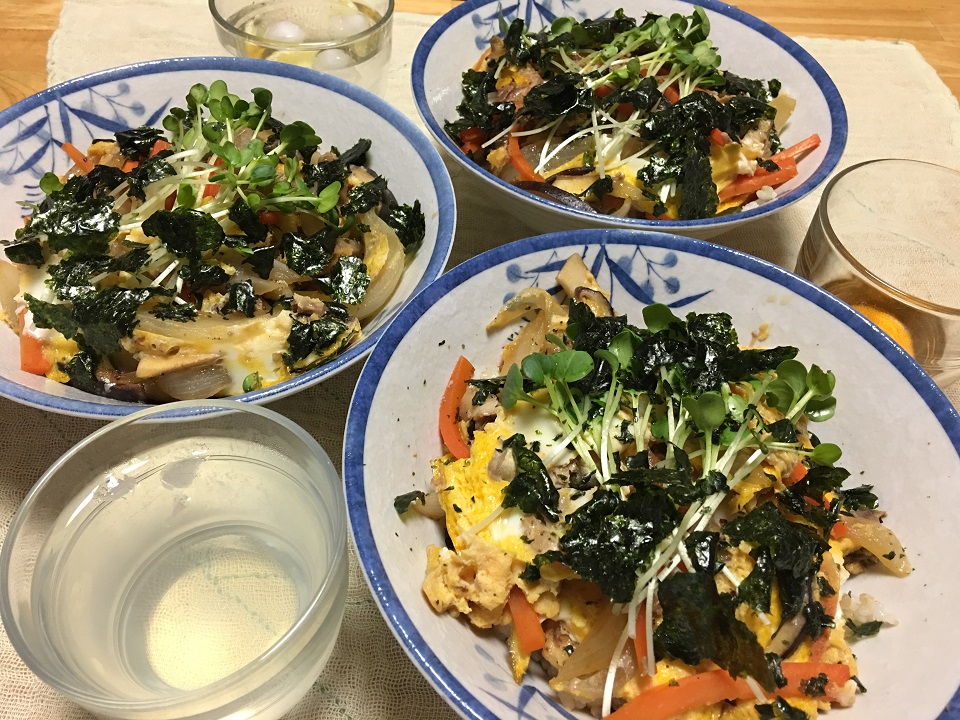 野菜をいっぱい食べる鯖缶丼の写真