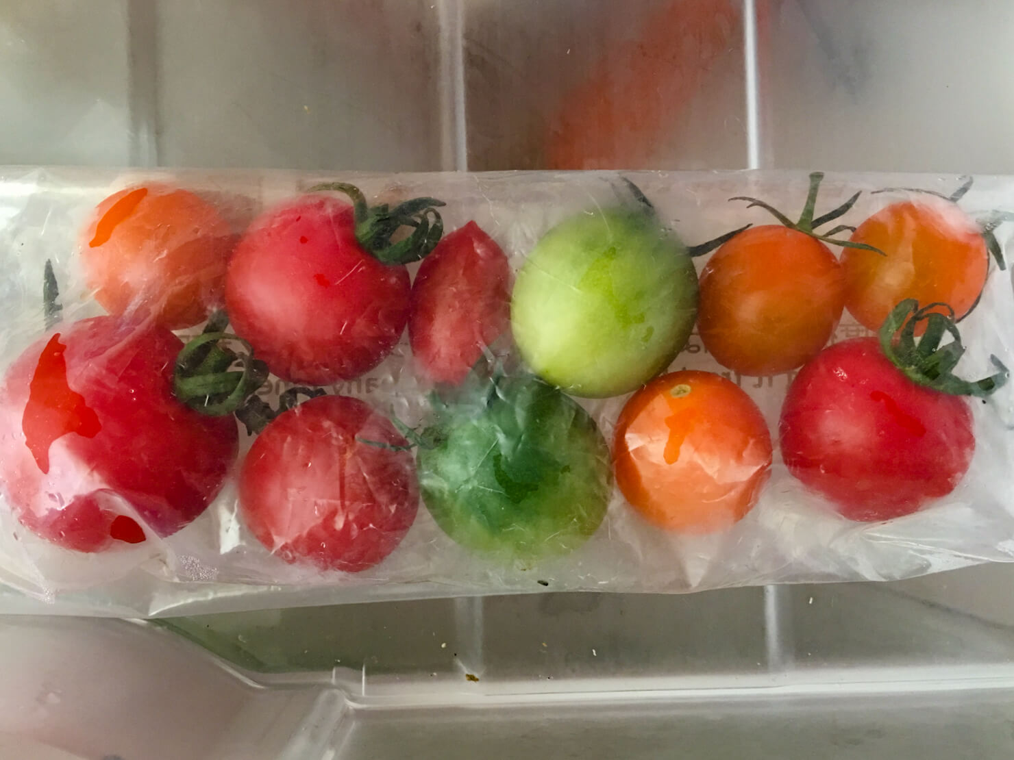 冷蔵庫の中にプチトマトの写真