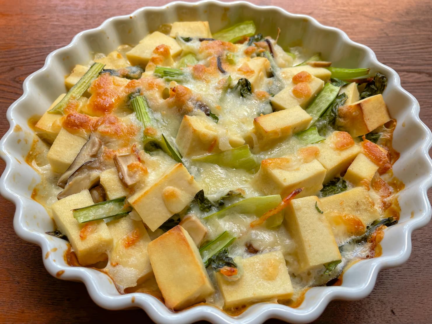 小松菜と高野豆腐のグラタンの写真